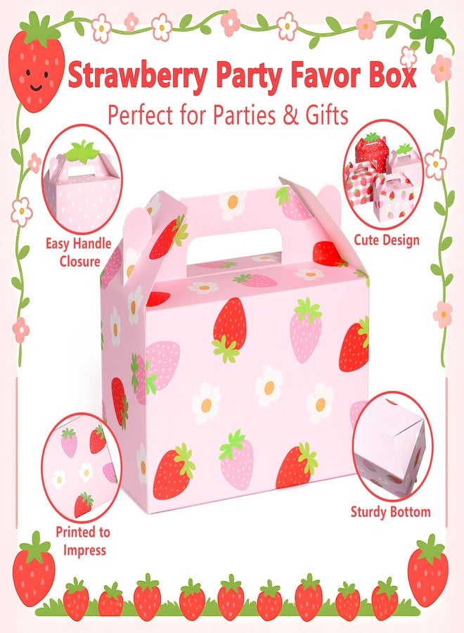 Kriyokiaa 24 Pcs Strawberry Party Favor Box, Berry First Birthday Party Favors Decor, Folding Paper Strawberry Candy Treat Gift Boxes for Baby Shower Decorations Supplies, 6.3 x 3.2 x 3.9 inch - Image 3
